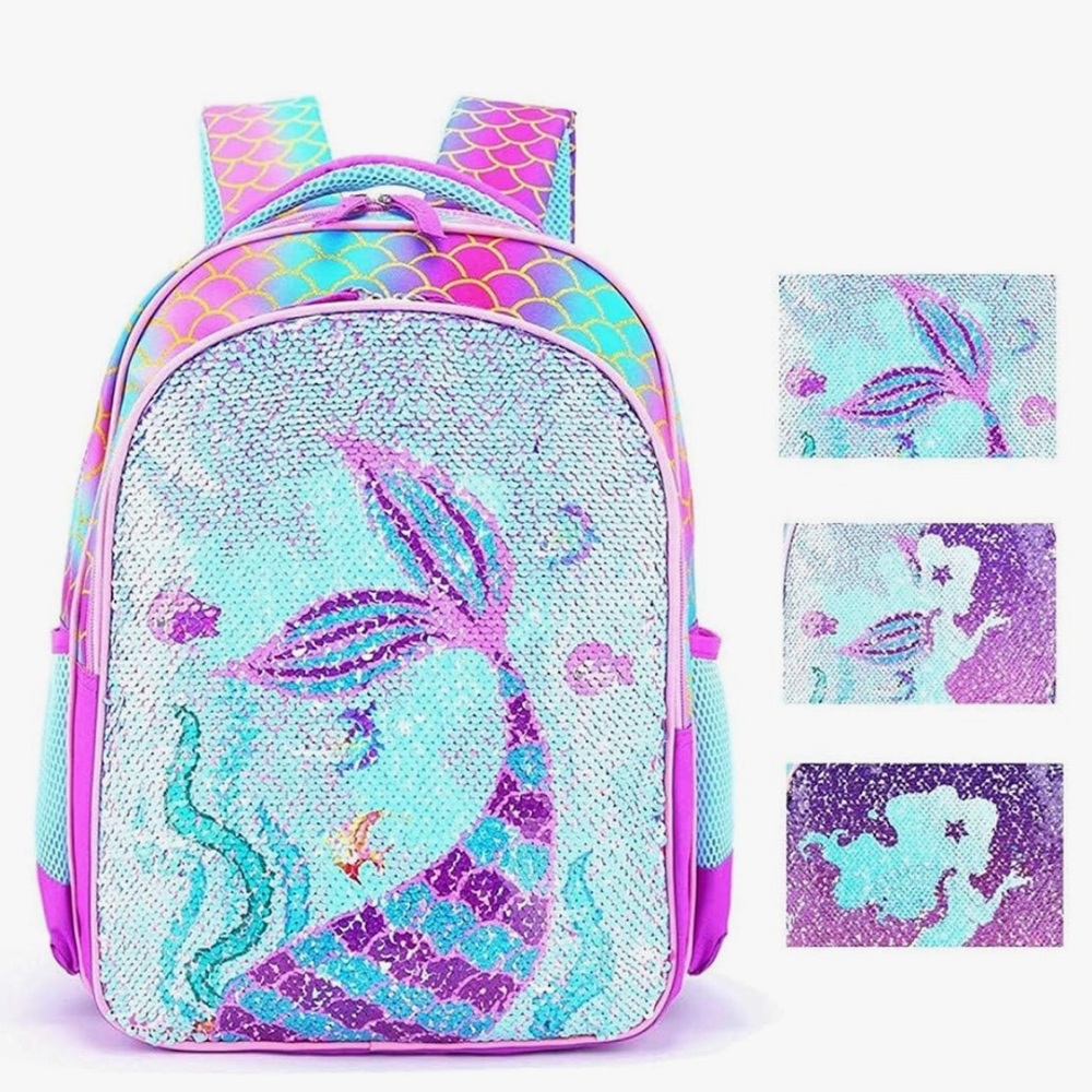 Mermaid Sequin Kids Backpack - Purple and Blue